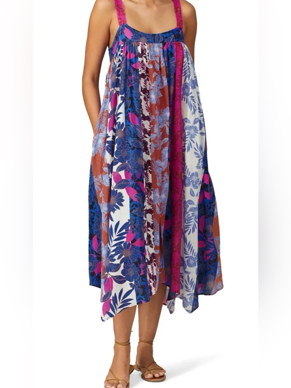 XiRENA Tatum Blue and Pink Floral Print Sundress